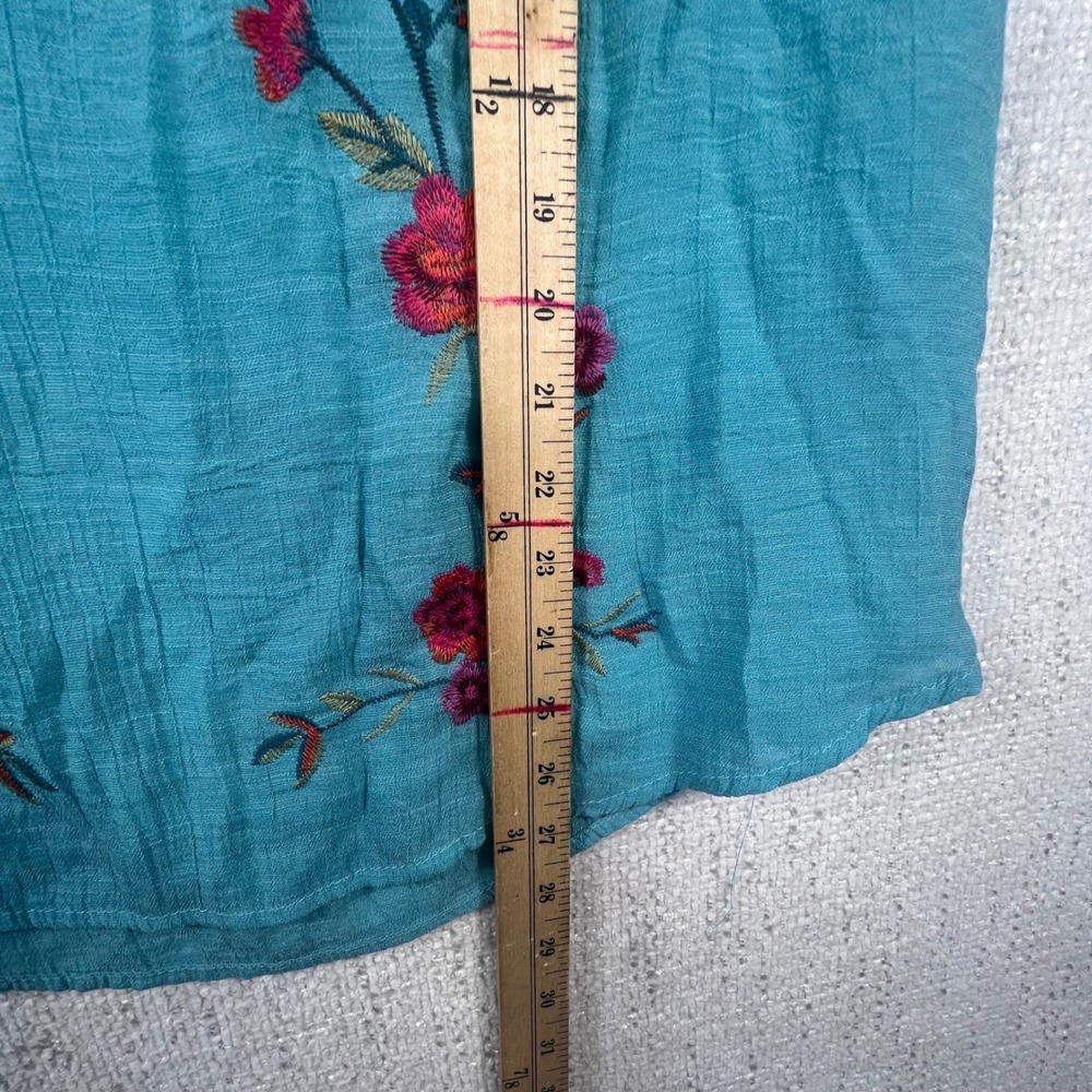 Umgee Turquoise Floral Embroidered Cold Shoulder Bell Sleeve Top A4134 Large - Picture 5 of 8